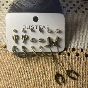 Set of Nine Antique Gold Tone Earrings